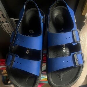 Kids Blue Birkenstock Sandals. Size 34